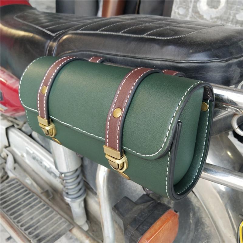 Motorcycles Handlebar Bag Saddlebag, Leathers Handmade Motorcycles Fork Bag Roll, Durable Storage Tool Pouch with Straps