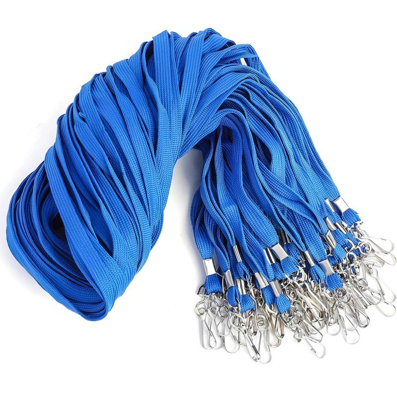 100 Pcs/lot Nylon Safety Lanyards Neck Rope For Card Holder Badge Keychain ID Card  of Black Blue Red Green Landyard