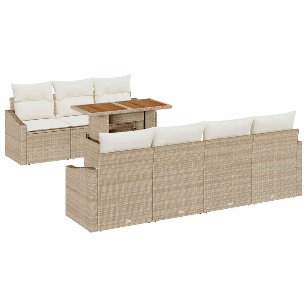 Garden Sofa Set 8 Pieces Beige and Cream