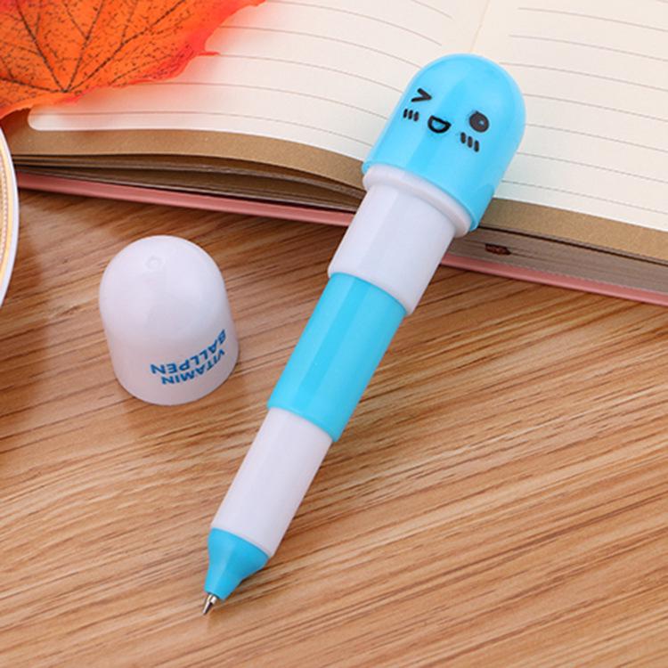 Fun Capsule-Shaped Retractable Ballpoint Pen with Creative Logo Design