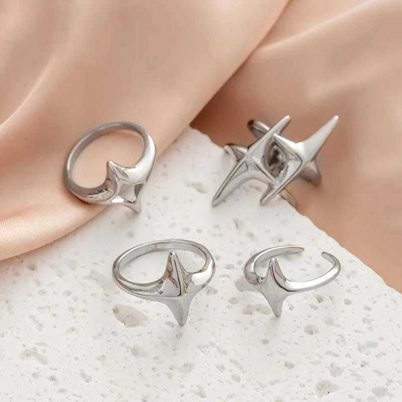 4pcs/set Punk Cross Star Hip Hop Ring Sets for Women Vintage Exaggerated Large Our Star Ring Finger Rings Y2K 2026  Gift