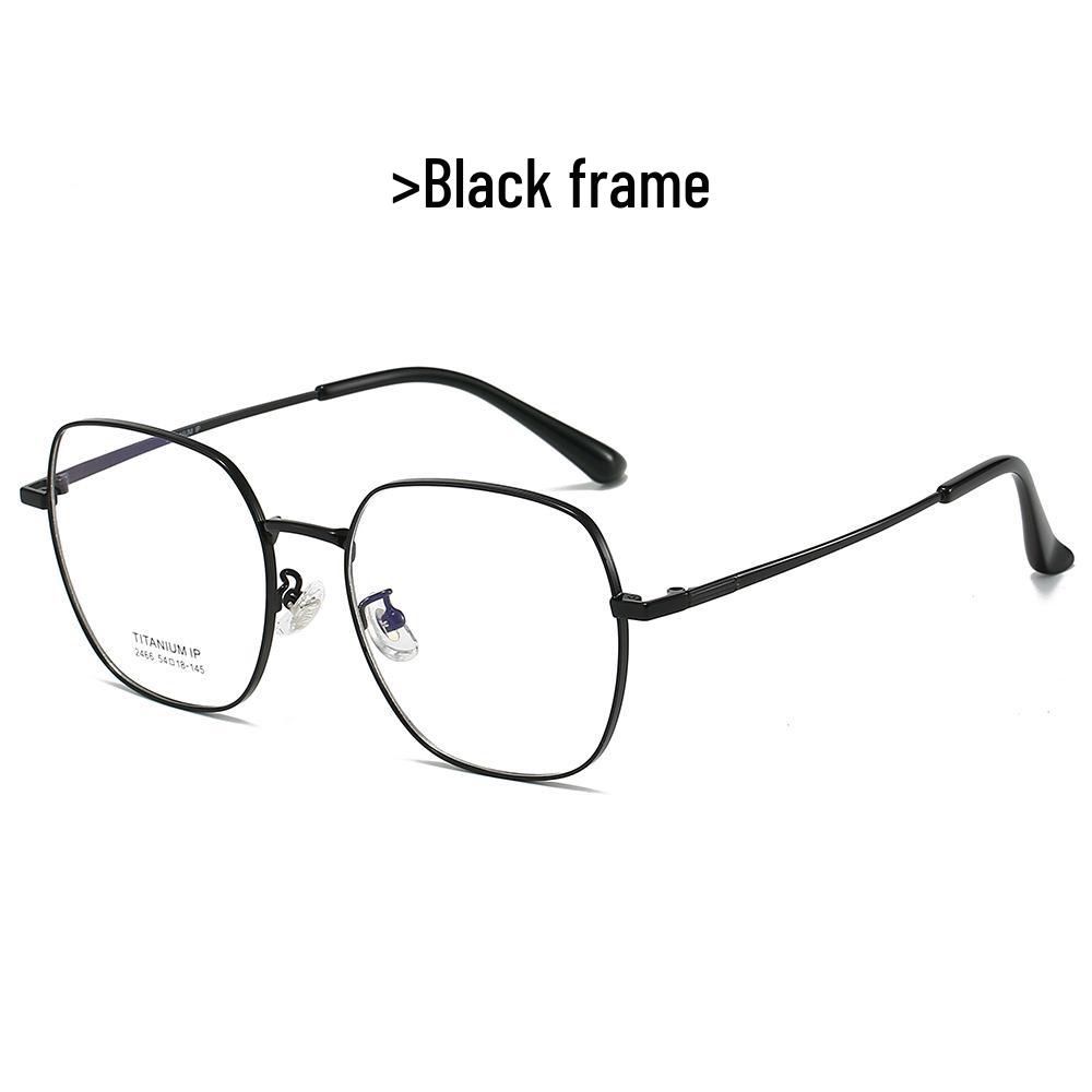 2024 Autumn/Winter Unisex Large Frame Textured Titanium Glasses, Anti-Blue Light Myopia Lens, Style 2466 Myopia Anti-Blue Light Compatible