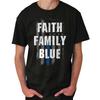 American Flag Faith Family Blue Police USA Womens or Mens Crewneck T Shirt Tee