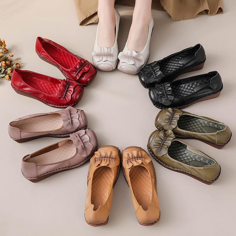 Mode Neu Frühling 3,5 cm Keilabsatz Ballerinas Damen Slipper Damenschuhe Luxus Loafer Damen Handgefertigte Vintage Mokassins Mama Schuhe