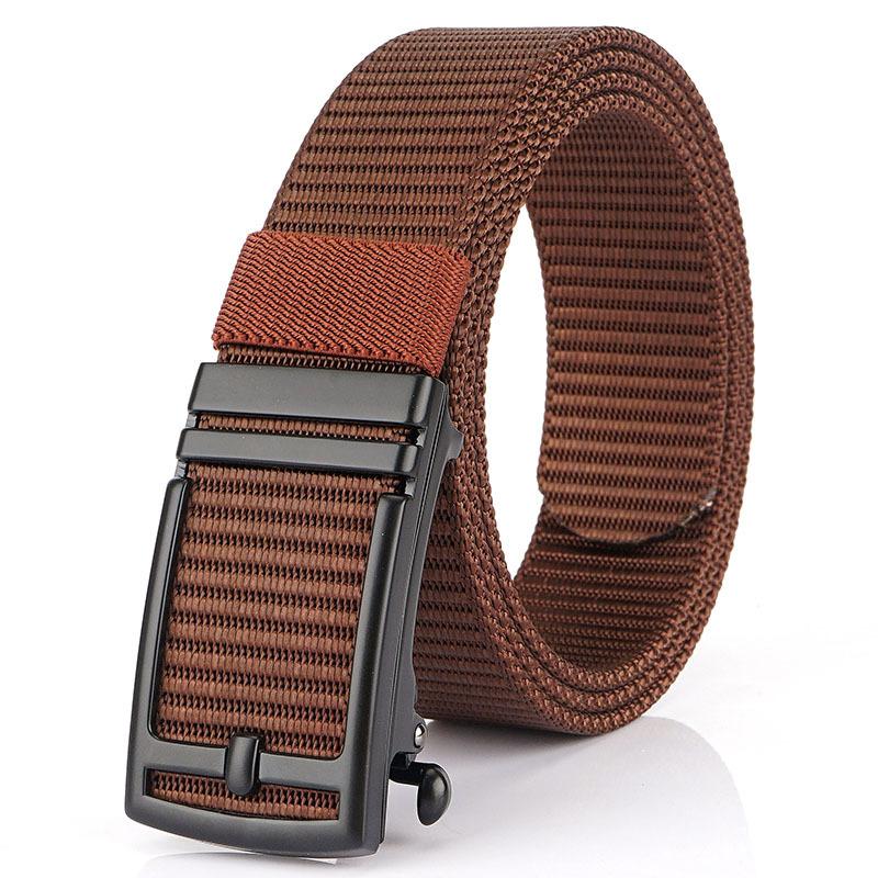 New Men'S Commuting Belt With Automatic Buckle Nylon Waistband, Outdoor Leisure Versatile Double-Layer Thick Belt