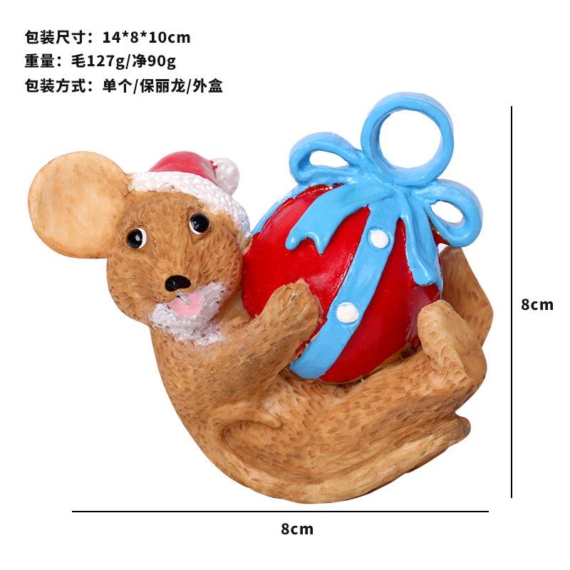 Cute Painted Mouse Christmas Decor, Resin Desktop Garden Ornaments, Festive Figurine for Home Shelf Display