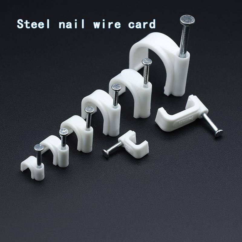 100pcs Cable Clips 4/6/8/10/12/14/16/20mm Cable Wire Clips Nail In Cable Clips Cable Tacks Coaxial Nail Clamps  Nails For Cords