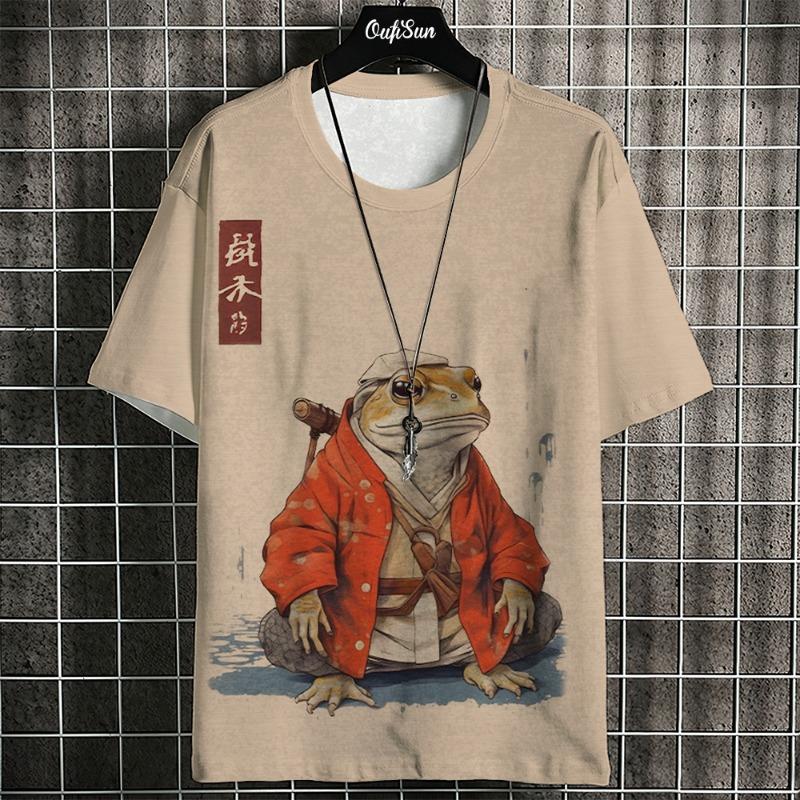 3d Ukiyo-E Animal Print Men's T-Shirt Summer Casual Oversized Short Sleeve T Shirt For Men Fashion Man Clothing 2024 Vintage Tee