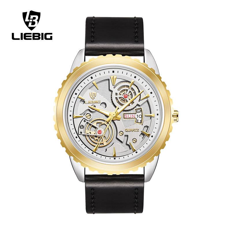 

LIEBIG British Fashion Large Dial Men s Belt Watch Calendar Quartz Watch Business Watch