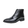 Large Size New Leather Boots Men's Fashion High-top Chelsea Boots Trendy Crocodile Pattern Business Dress Martin Boots Men