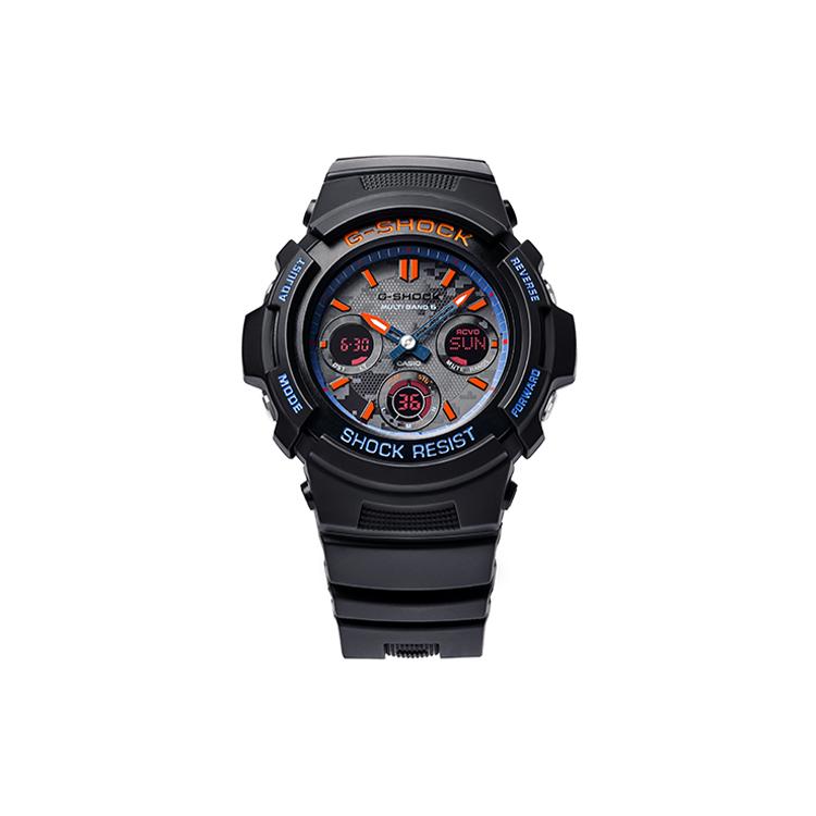

CASIO Men Black Watch AWG-M100SCT-1APR Red Blue Black Dial