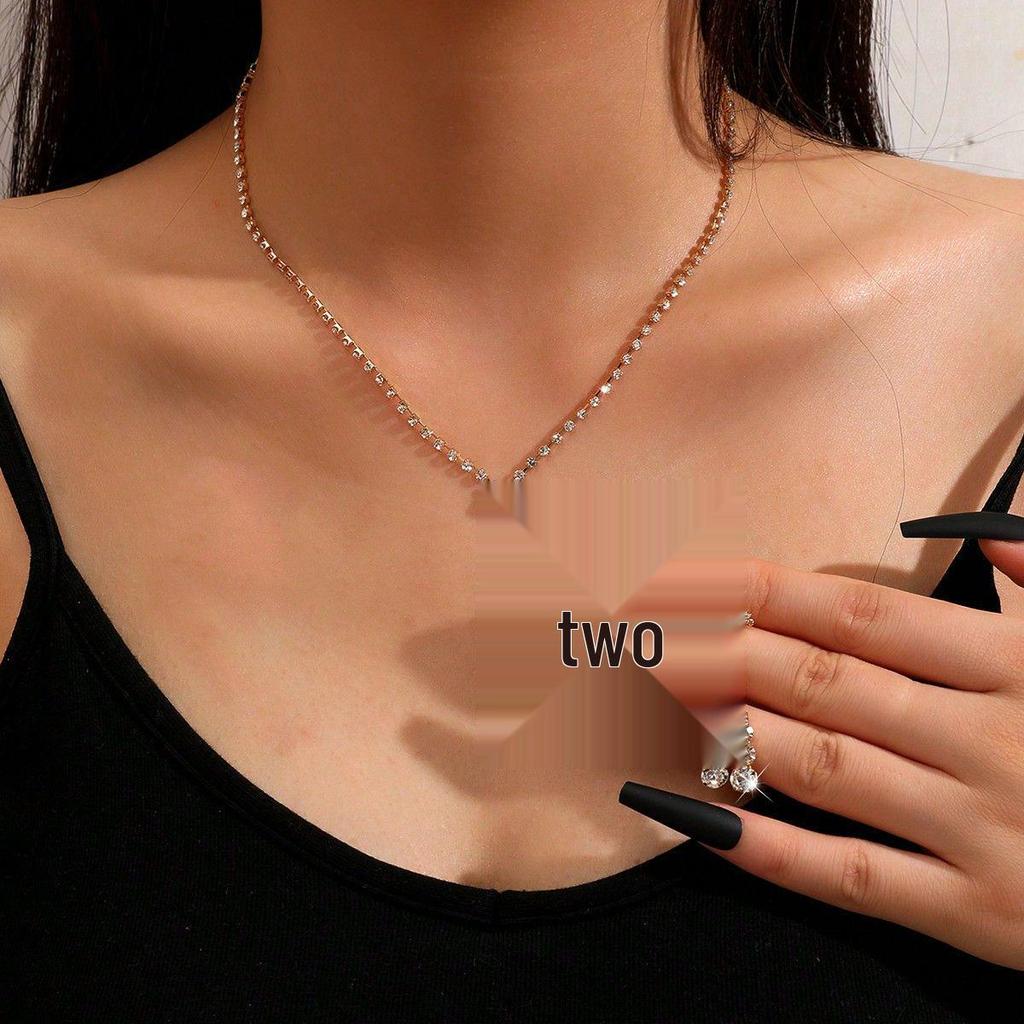 2-teiliges Damen-Halsketten- und Ohrring-Set mit Strasssteinen, Brautstil
