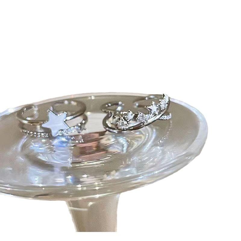 Bague étoile double couche, sens du design de niche ins pour femmes, bague étudiante petite amie à ouverture réglable, bague d'index de luxe léger