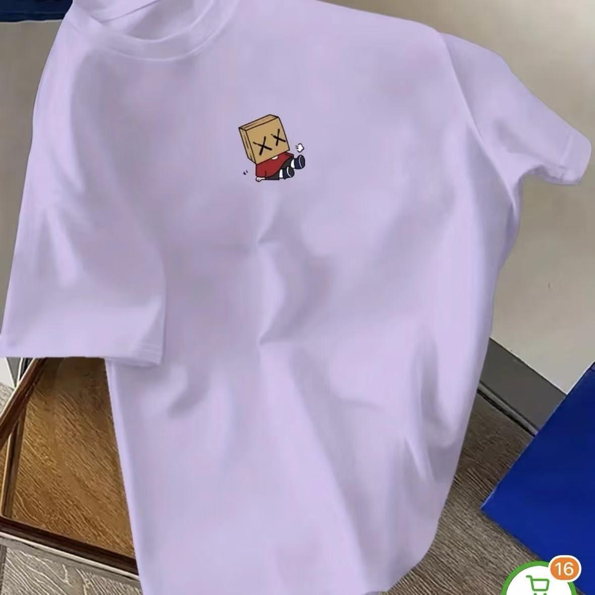 Women s Cartoon Graphic Short-Sleeve Cotton Tee - Trendy, Loose-Fit Summer Top M фиолетовый