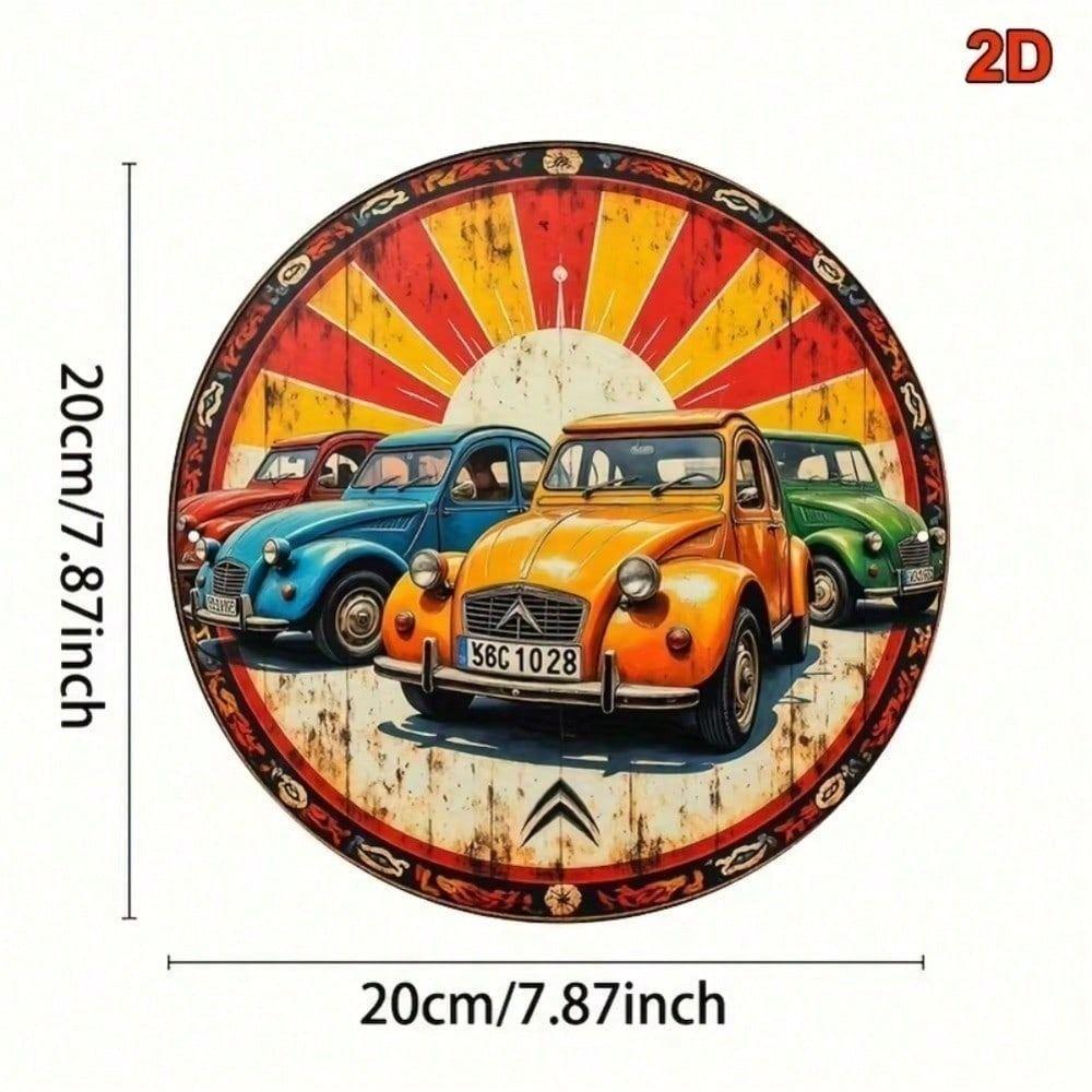 Retro 2CV Car Metal Wall Art Sign Vintage Peugeot Decor for Cafe Bar