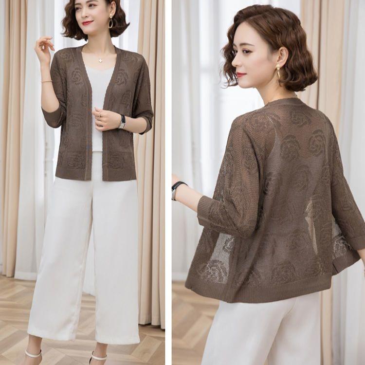 Summer Women's Thin Knitted Cardigan Open Front Shawl Jacket Sun Protection Top