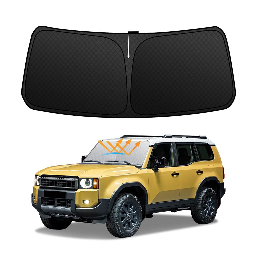 Toyota Land Cruiser 250 Series Windshield Sunshade with UV Light Blocking and Summer UV Easy Installation and Includes Storage Bag [Enhanced Edition]