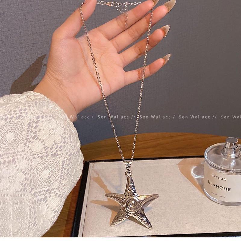 Wind Pentagram Sweater Chain Versatile Fashion Sweater Chain Long Chain Neck Chain Star Necklace Sweater Chain
