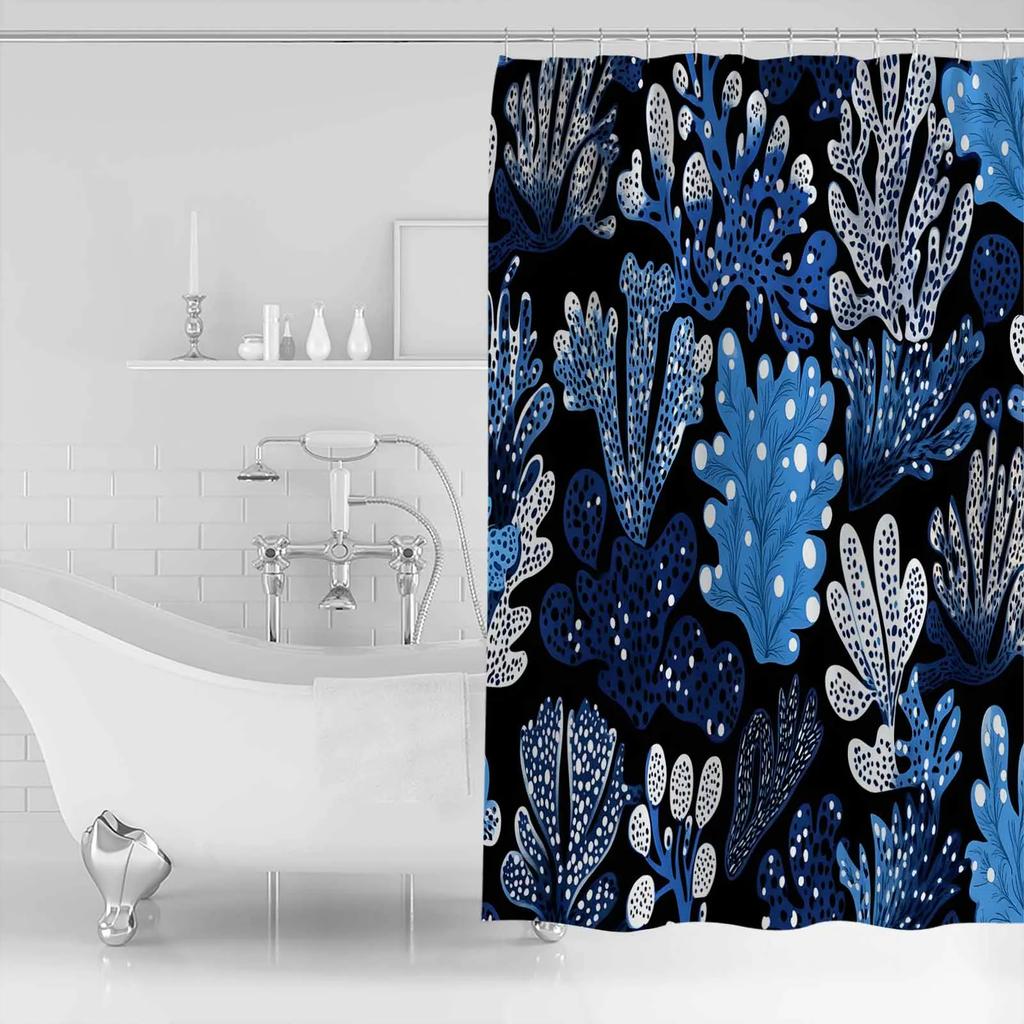 Blue Coral Texture Shower Curtains Waterproof Bath Curtains Home Decor Modern Luxury Bathroom Curtain