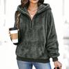 Women's Flannel Half-Zip Hooded Sweatshirt for Fall and Winter Casual Wear
