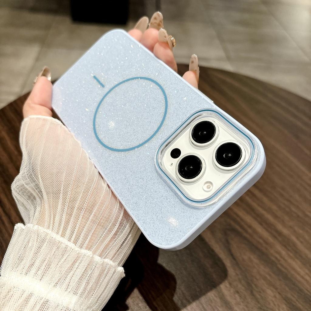 Luxus Glitzer Magnetische Hülle Für iPhone 16 15 14 Plus 13 12 11 Pro Max Für Magsafe Kabelloses Laden Stoßfeste Rückseite