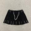 European and American Summer Women's Hot Stamping Design Pleated Skirt Chain Splicing Decoration Fashionable Half Skirt