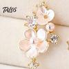 Drop Earrings for Women 1 Pair Flower Dangle Women, Pink Three Dimensional Petal with Rhinestone Teardrop Charm, Statement Jewelry Wedding,