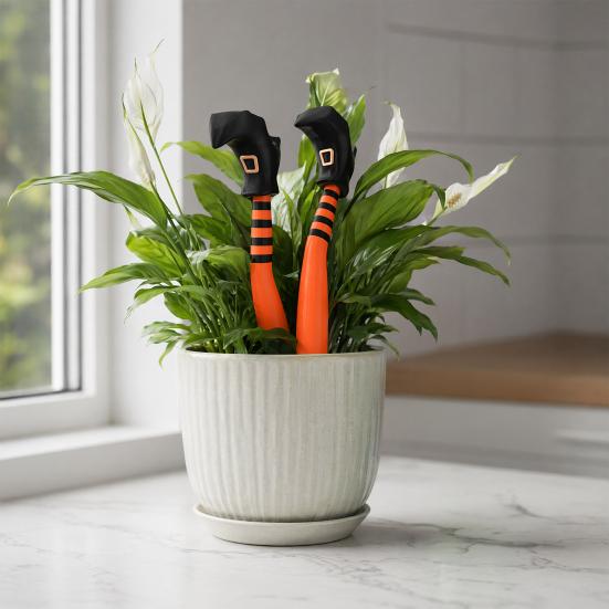 huaqianguhh 1 Pair Witch Legs Planter Decorations, Plastic Leg Insert Ornaments, Halloween Flower Pot Decoration for Outdoor Indoor Potted Plants