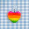 Cute Personalization Color Heart Shaped Fluff Pompomy Keychain Pendant Car Backpack Accessories Key Ring Boys and Girls Gift