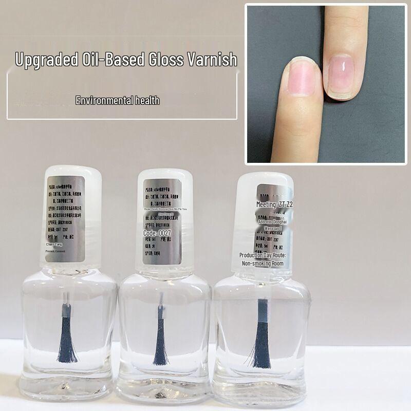 Quick-Dry Transparent Nail Top & Base Coat for Oily Nails - Natural Brightening Nail Care Oil