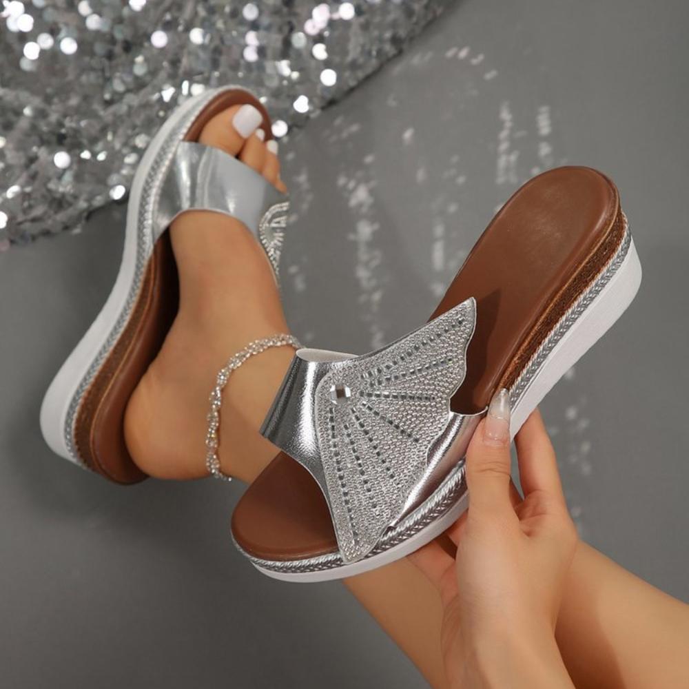 

Весна 2024, новая корейская версия, верхняя одежда с цветочным узором, одна линия, женские тапочки на наклонном каблуке для отдыха с рыбьим ртом