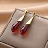 Red Water Drop Metal Post Earrings For Women Fashion Zircon Vintage Designer Styles Gifts Party Wholesale Accessories 2022259