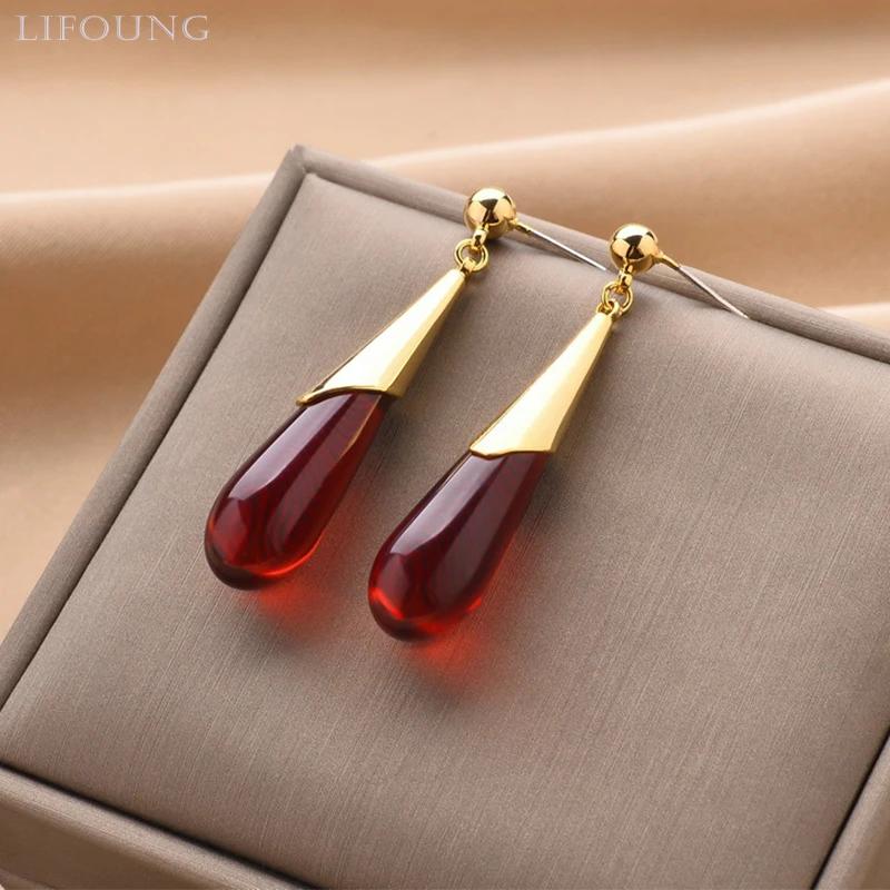 Red Water Drop Metal Post Earrings For Women Fashion Zircon Vintage Designer Styles Gifts Party Wholesale Accessories 2022259