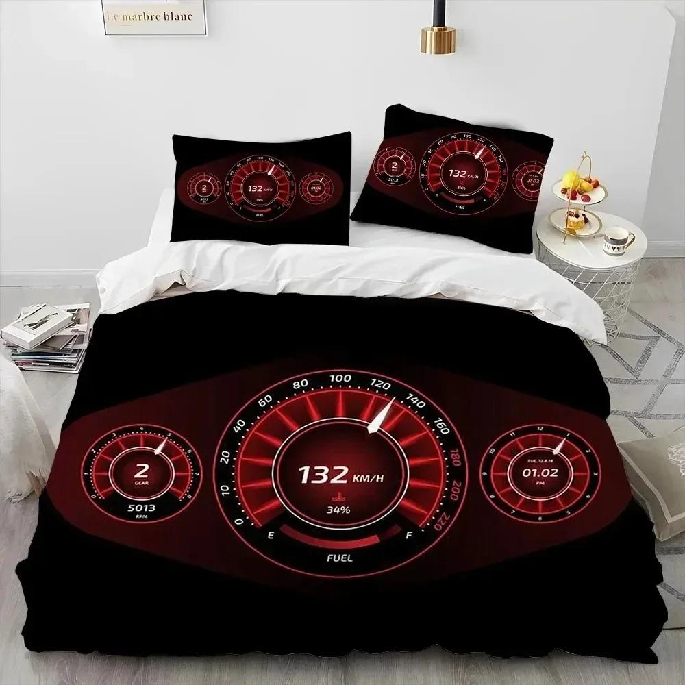 3D Racing Car Dashboard Comforter Bedding Set,Duvet Cover Bed Set Quilt Cover Pillowcase,King Queen Size Bedding Set Adult Boys