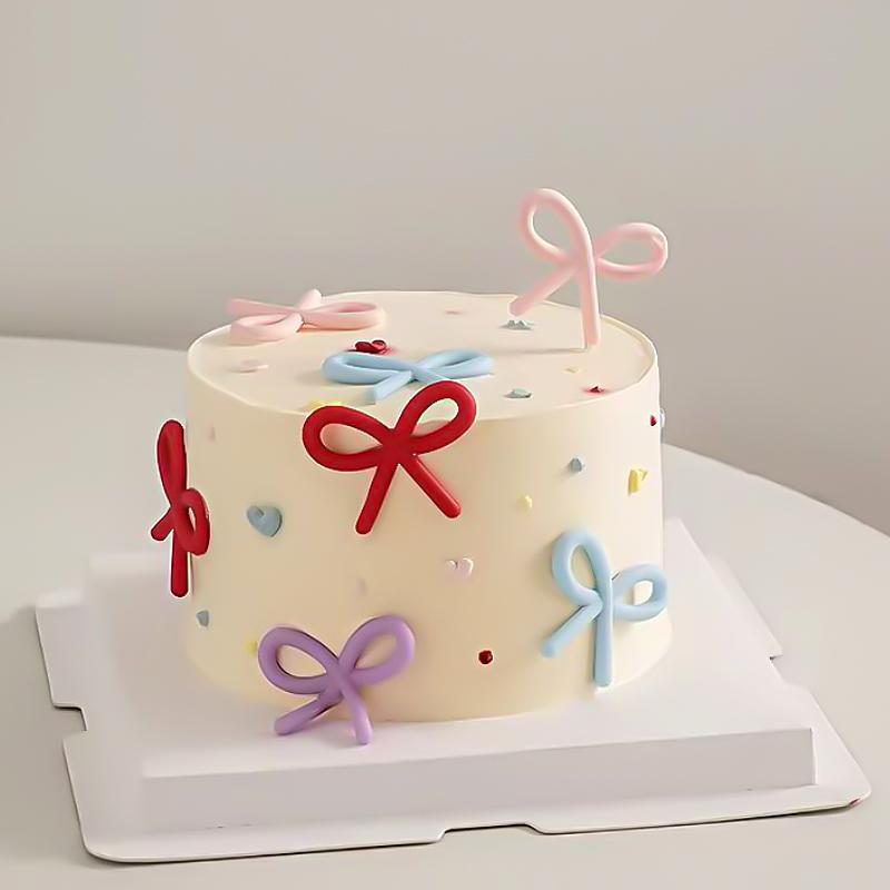 8pcs Soft Strips Colorful Party Plugin Ornament Dopamine Plastic Ornament Party Supplies Cake Topper Decorations Ins 4.5x3.5cm