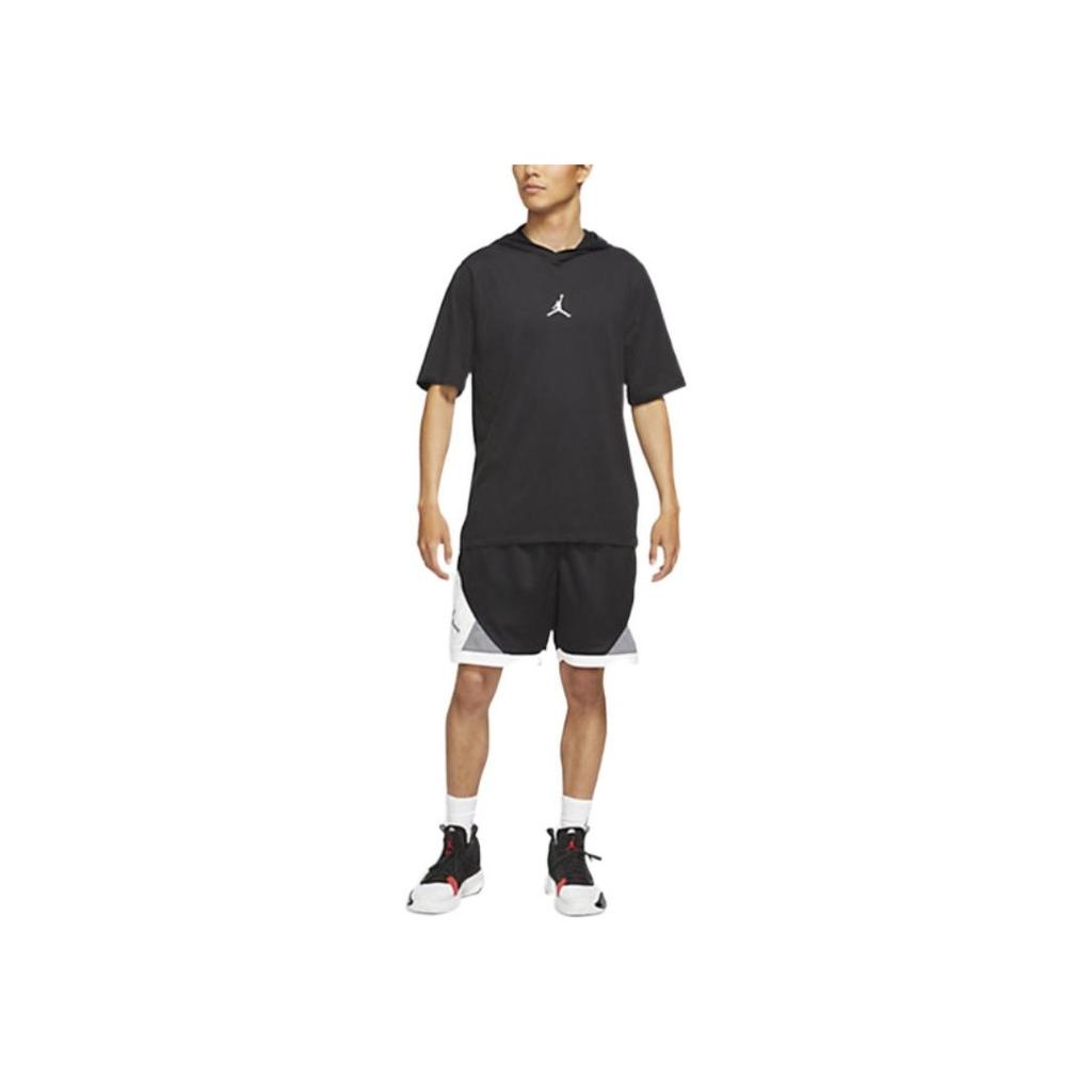 Jordan Pure Color Logo Hooded Pullover Short Sleeve T-Shirt Men Tops Black DA9872-010