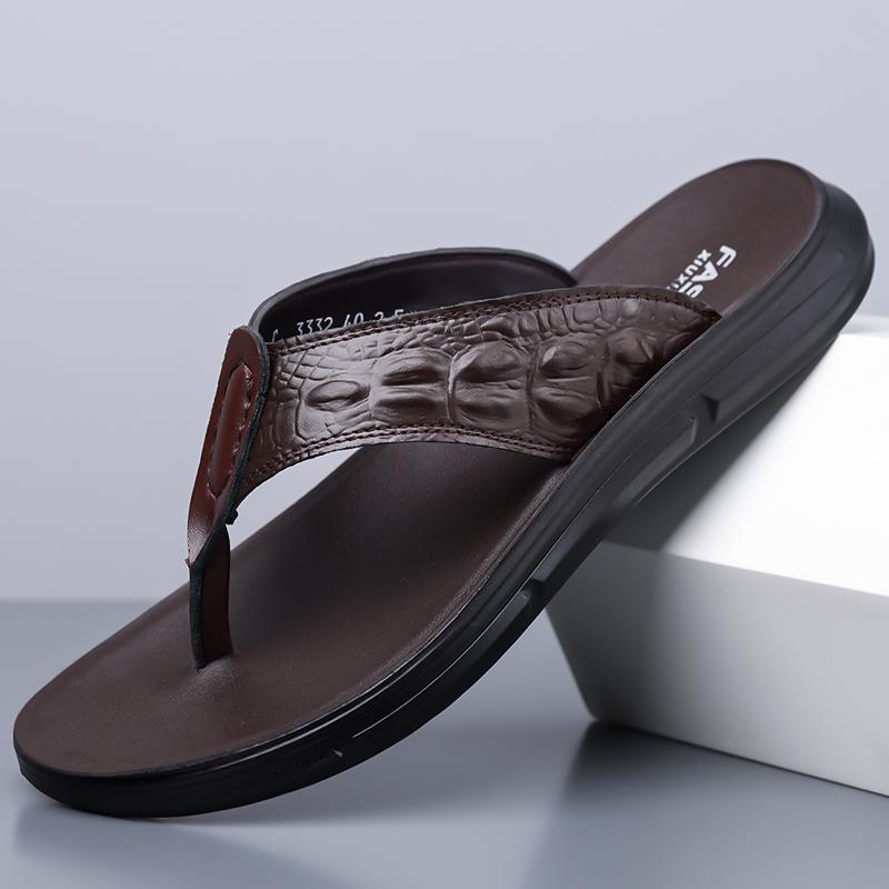 

Slippers Men Flip-Flops Men Beach Slippers Brown Sandals Outdoor Comfortable Shoes N-Slip Men Shoes 38 коричневый