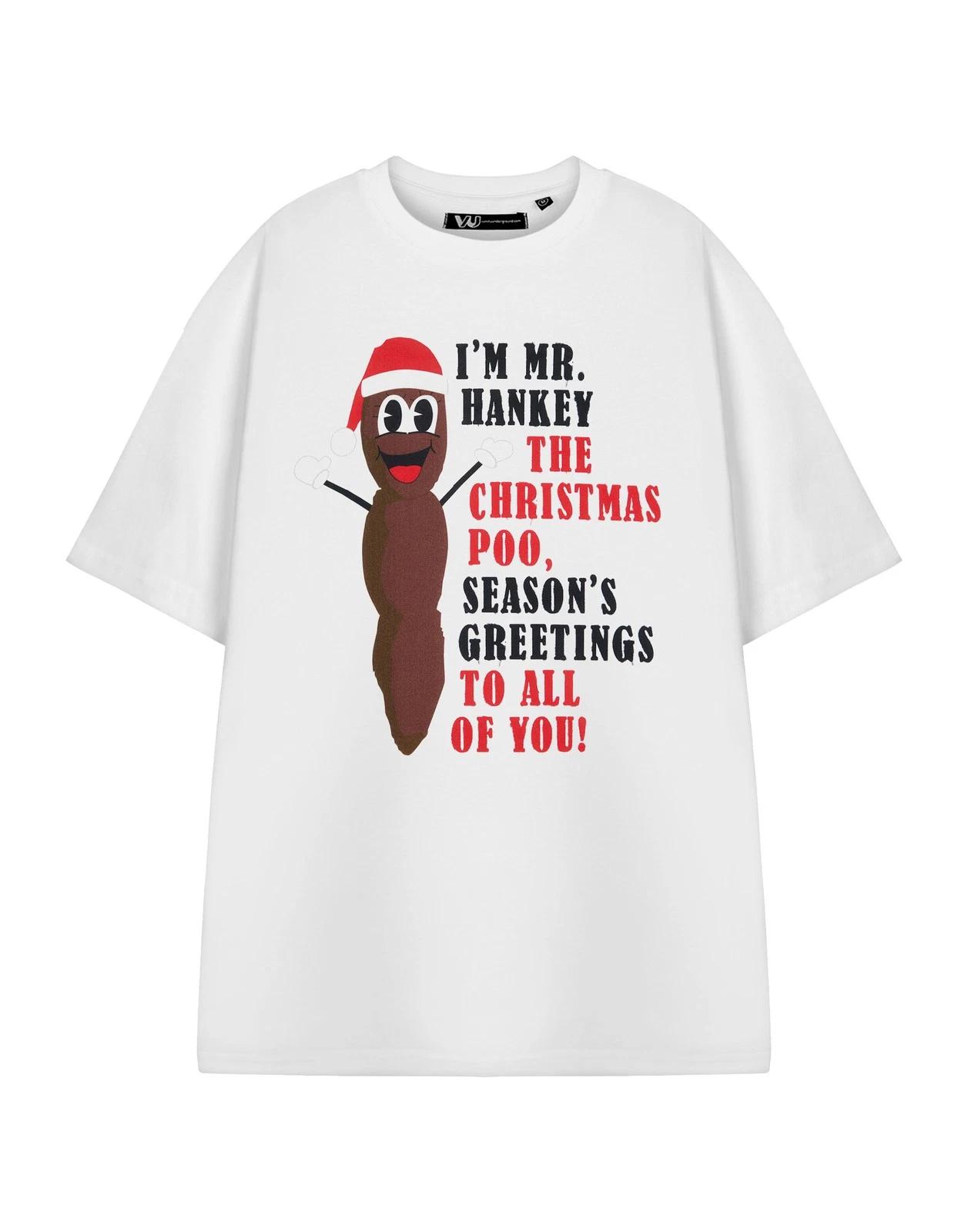 

South Park White Mr Hanky Short Sleeved 100% Cotton T-shirt Mens Tees Top Mens 4XL