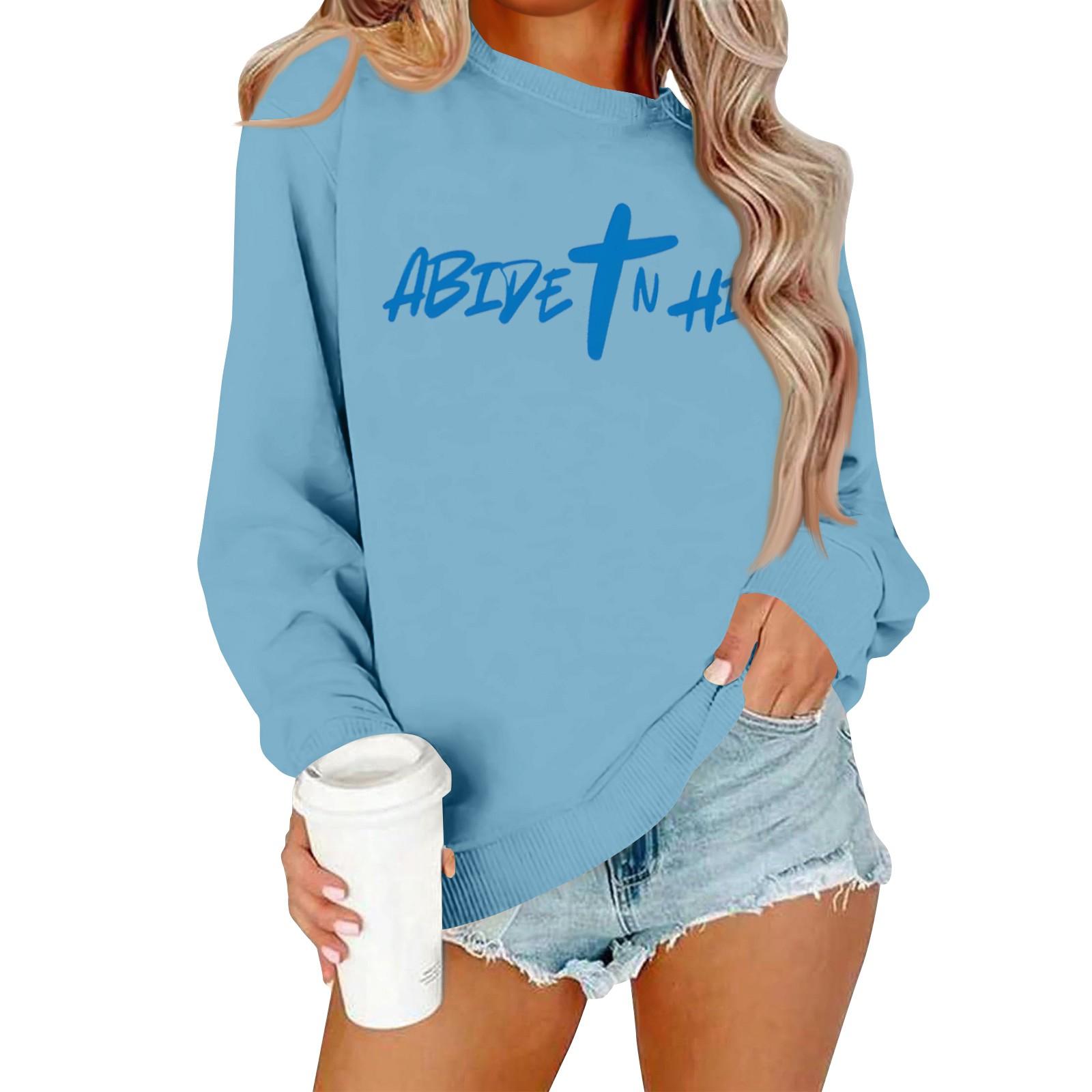 

Женская повседневная модная блузка с длинным рукавом и круглым вырезом с принтом и пуловером L