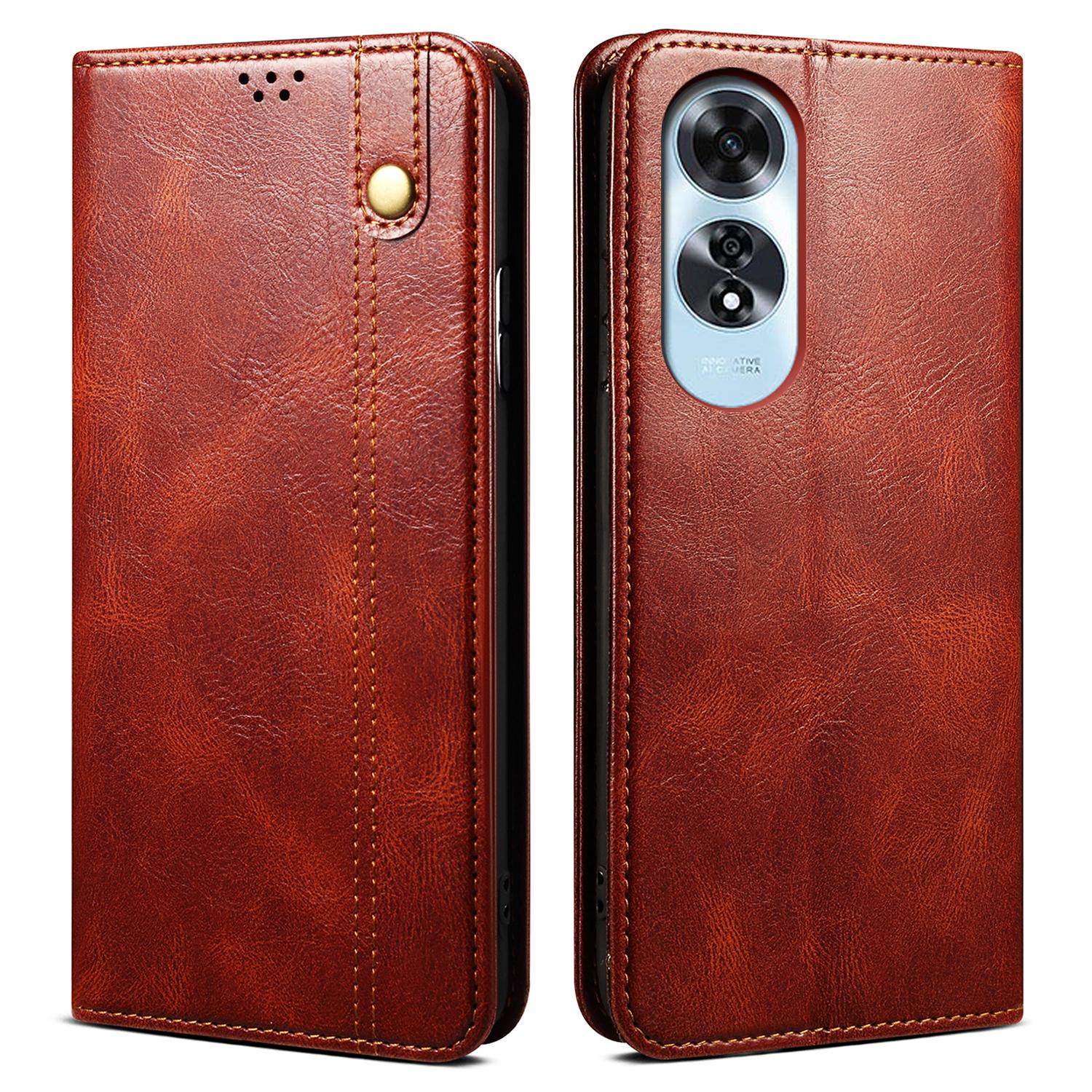 

Для Oppo A60 4G Чохол Текстура Crazy Horse Воскова Шкіра Гаманець Підставка Чохол для Телефону Brown