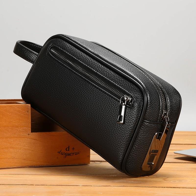 Men's Handbag High Quality Large Capacity Business Leisure Handbag Soft Leather Multi Pocket Handbag for Men