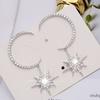 Women's 925 Silver Plated Moon Earrings with Cubic Zirconia and Sparkling Octagonal Star Pendant - Elegant Fashion Jewelry for W
