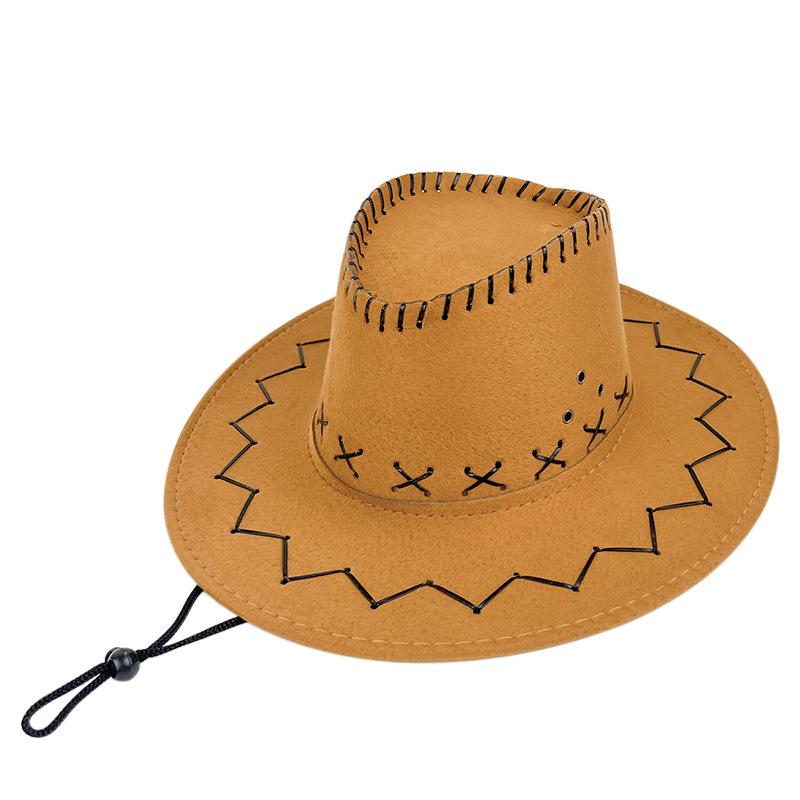 New Windproof Rope Western Cowboy Hat Men Outdoor Sun Protection Sun Protection Large Brim Knight Hat Retro Jazz Hat