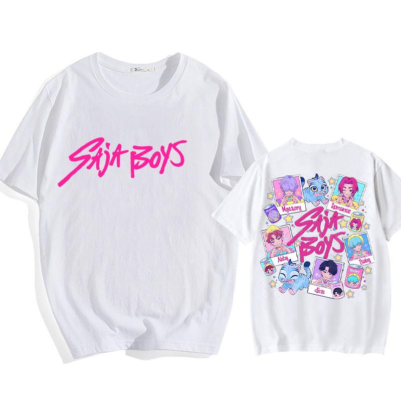 Anime KPop Demon Hunters T-shirt Summer Saja Boys Print Men Women Short Sleeve Y2k Top Summer Oversized Unisex Streetwear Tee 9 Colors