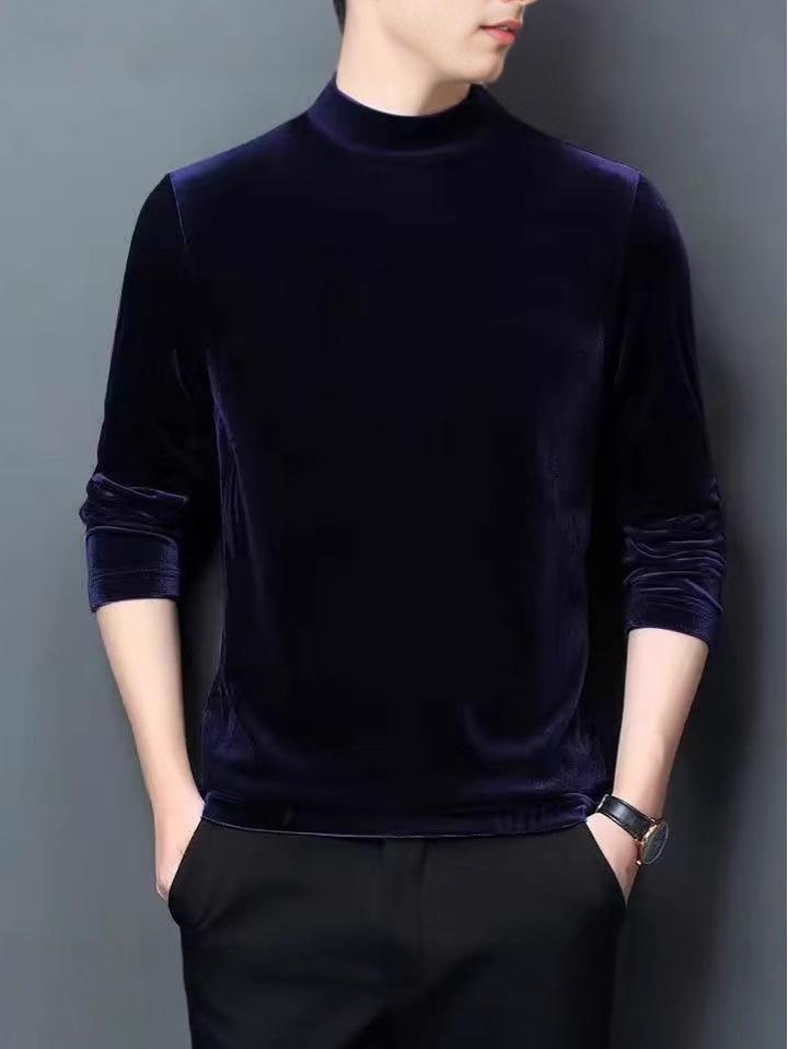 Men's Trendy Gold Velvet Hoodie: Stylish Autumn/Winter Base Layer Wearable Inside or Out