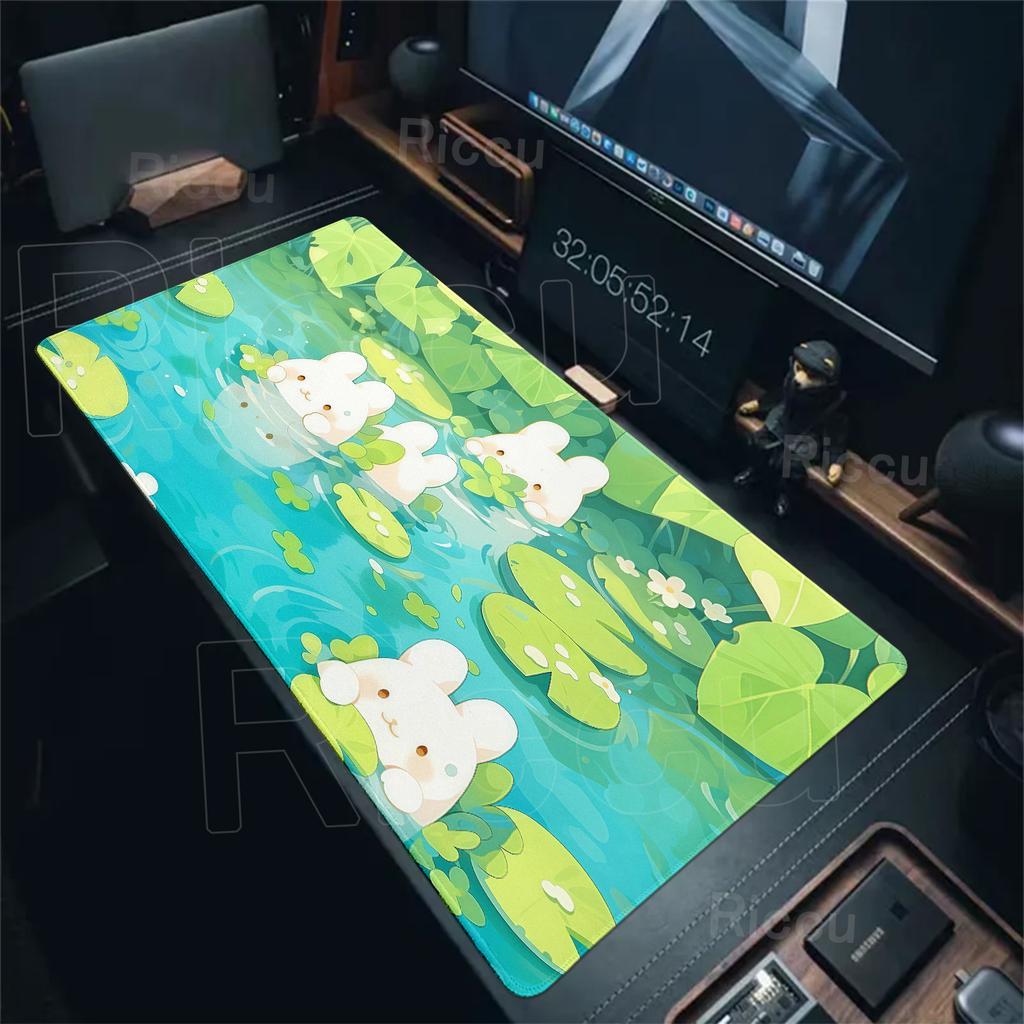 Cartoon Large Mouse Pad Cute Rabbit Green Anime Desk Mat Kawaii Bunny Mousepad Office Accessories Computer Keyboard Decort Mats