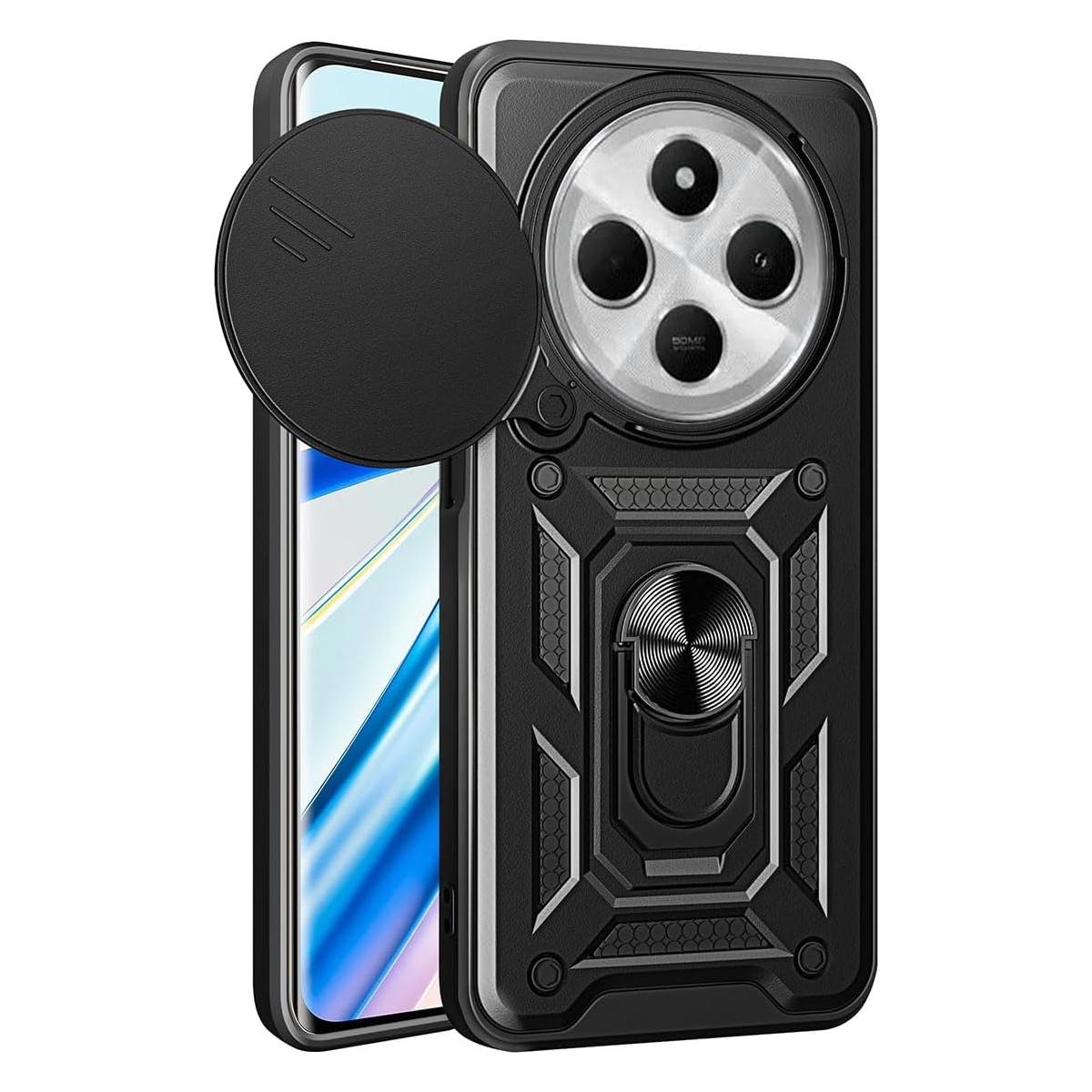 

Чехол Armor для Xiaomi Redmi 14C 4G Poco C75, защитный чехол для объектива с кольцом, магнитный держатель, чехол Fundas For Redmi 14C 4G чёрный