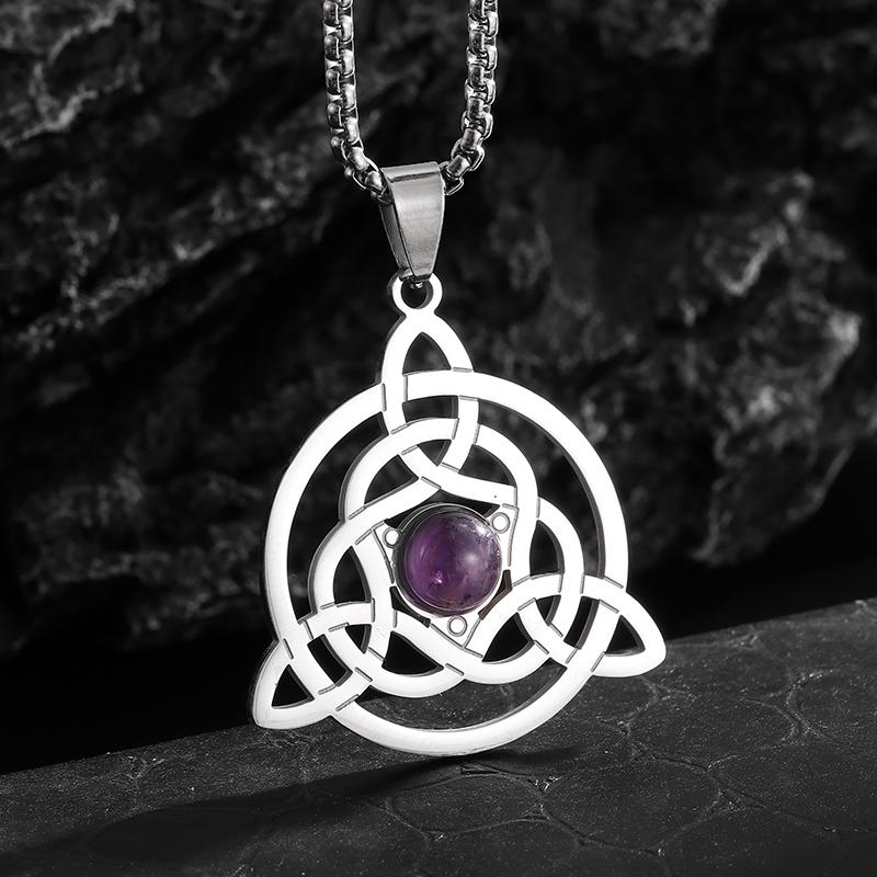 Celtic Trinity Knot Necklace Witchcraft Witch's Knot Stainless Steel Pendant for Women Men Charm Irish Lucky Amulet Jewelry