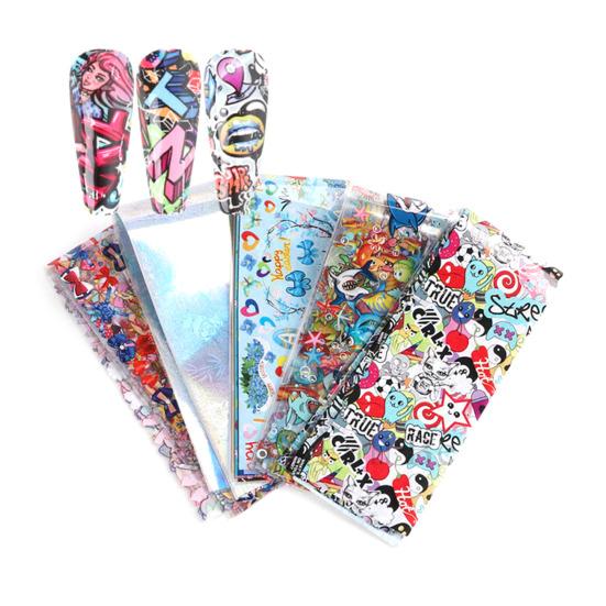 50 pezzi di adesivi per unghie effetto visivo lucido decorativo 6 stili fantastici carte per nail art a tema natalizio decalcomanie di trasferimento per salone