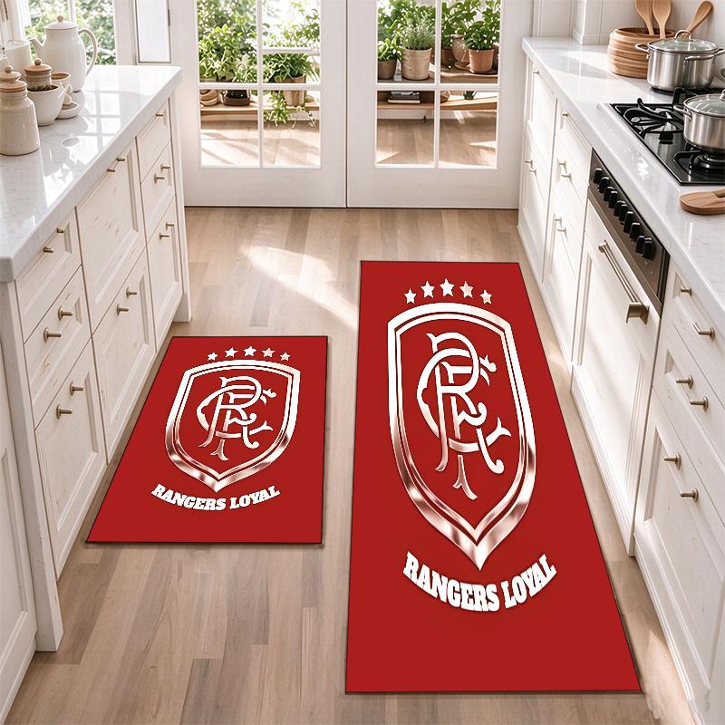 Rangers Football Club Flannel Kitchen Floor Mat – Non-Slip, Absorbent and Easy to Clean Suitable for Kitchens, Entryways Bedroomsand Bathrooms